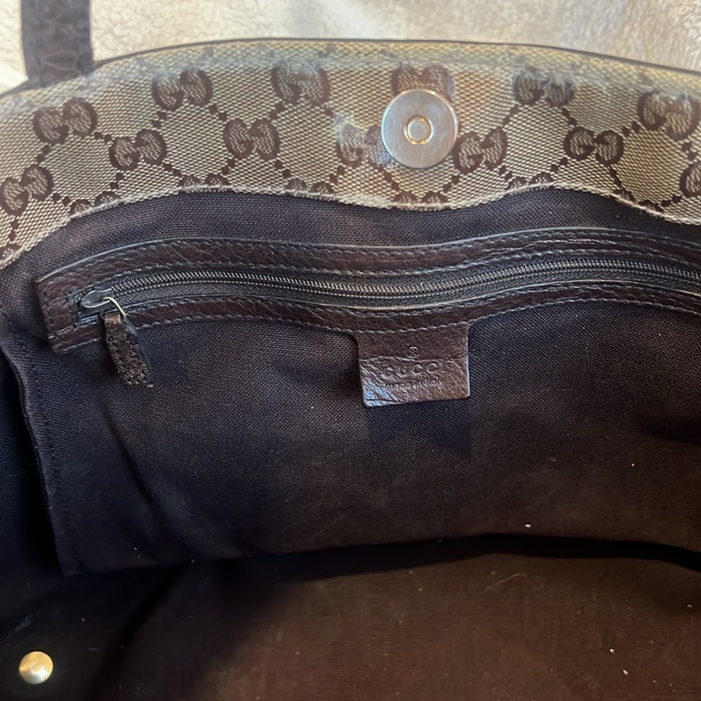 ✨ Vintage Gucci Classic Babouska Crystal Canvas and Leather Tote - Picture 10 of 13